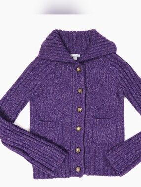 Delia's Vintage Y2K Purple Chunky Knit Cardigan Sweater Small